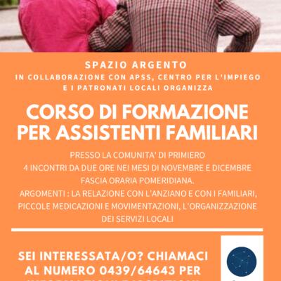 Corso di formazione per assistenti familiari presso la Comunità di Primiero