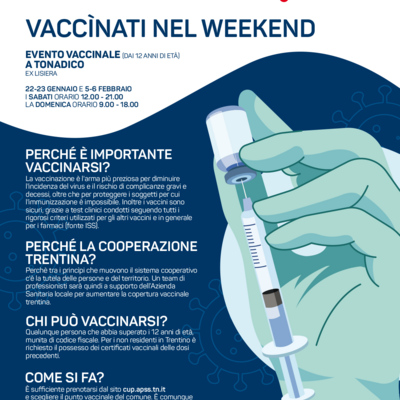 Vaccìnati nel weekend 